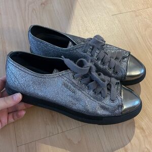 Prada Women's Silver Sneakers, size 37, in really good condition